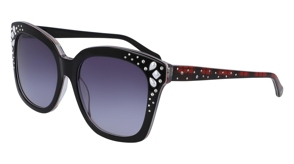 プラダ NEW Draper James DJ 7013 001 Black & Red Plaid Sunglasses with