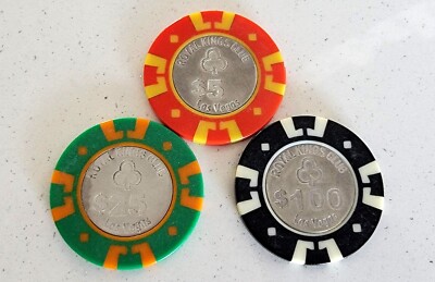Vintage ROYAL KINGS CLUB Poker Chip Set of 3