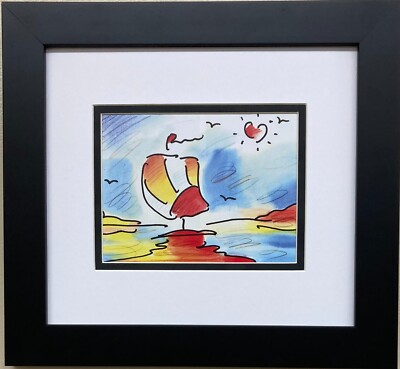 Peter Max ''Zen Boat and Heart '88'' New FRAMED Art POP Psychedelic