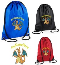 PERSONALISED  CHARIZARD from (POKEMON) EMBROIDERED DRAWSTRING BAG PE  BAG SWIM