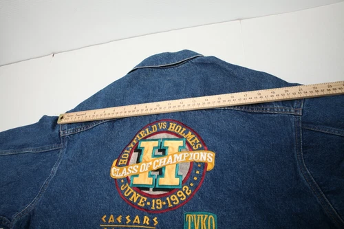 Vintage 1992 Caesar's Palace World Champion Holyfield Holmes Denim Jacket Mens L image 12