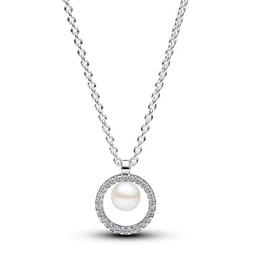 Pandora Behandelte Süßwasserzuchtperle & Pavé Collier-Halskette 393165C01-45 - Bild 2 von 3