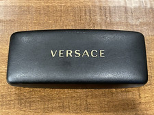 Versace Rectangle Black Leather Protective Clamshell Eye Sunglasses Case
