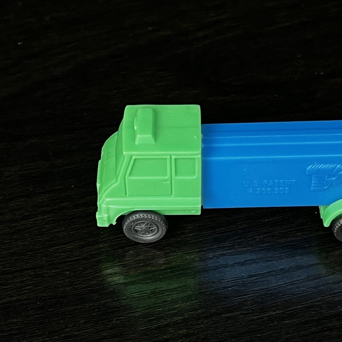 Vintage Pez Dispenser Semi Truck; Green With Blue Cab; No Feet