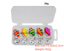 5PCS/Box Spinner Fishing Lure Metal Spoon Sequin Wobbler Fishing Bait 10g-28g
