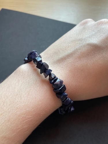 Blue goldstone chip bracelet, stretch bracelet, gemstone bracelet, Crystal, gift - Picture 4 of 10
