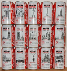 COCA-COLA-15-cans-OLYMPIC-GAMES-CITIES-1992-set-from-HOLLAND-33cl