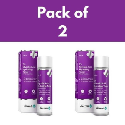 2 X The Derma Co. 7% Glycolic Acid Hydrating Toner - Hyaluronic Acid - 150ml