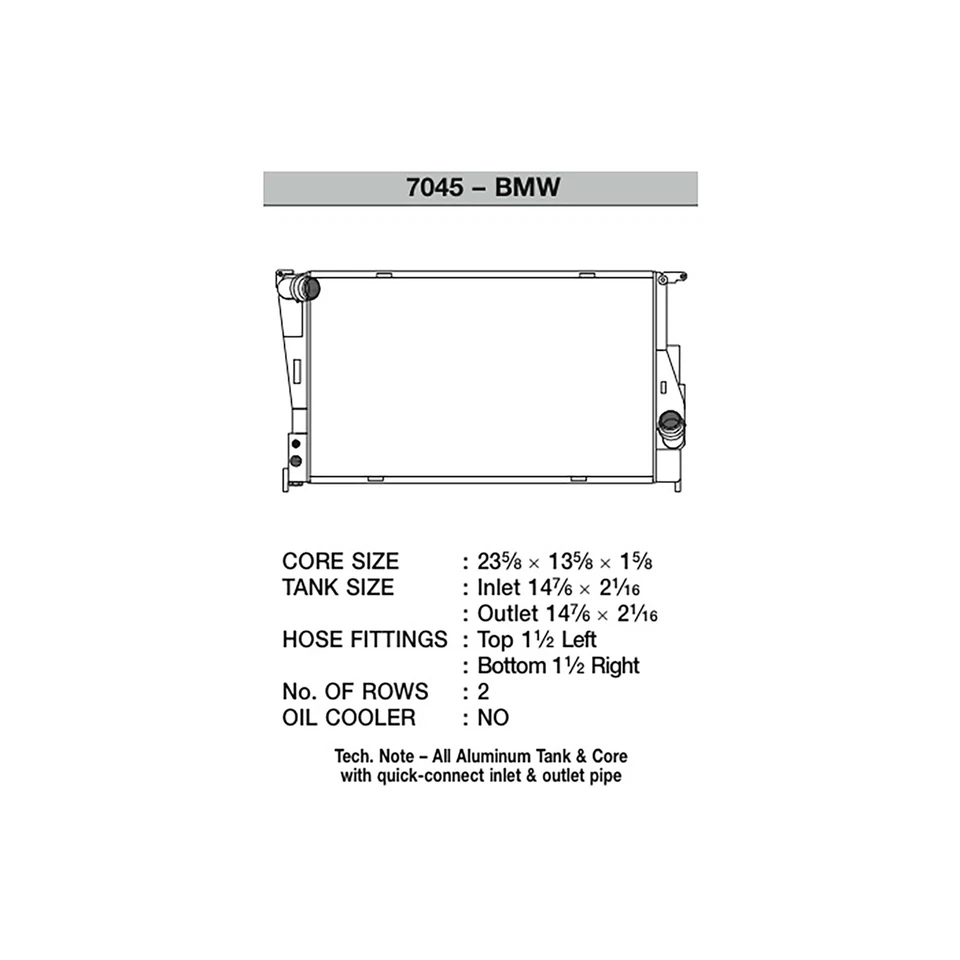 Radiador de aluminio CSF 7045 Performance para BMW 335i 335xi 2005-2013 / 06-13 135i Foto 4 de 4