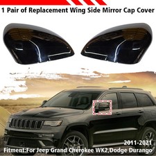 Gloss Black Side Mirror Cap Cover For Jeep Grand Cherokee Dodge Durango 2011-21
