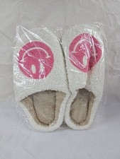 Smiley Face Fuzzy Slippers Women Soft Cozy House Shoes New Without Box Size 9-10