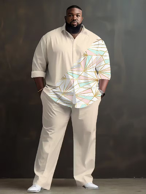 Men's Outfit 2 Piece Set Shirt & Pants Suit PLUS SIZE BIG 6XL