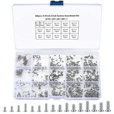 Tiny Screws for Electronics, Micro Small Pan Head Machine Screw Assortment Kit