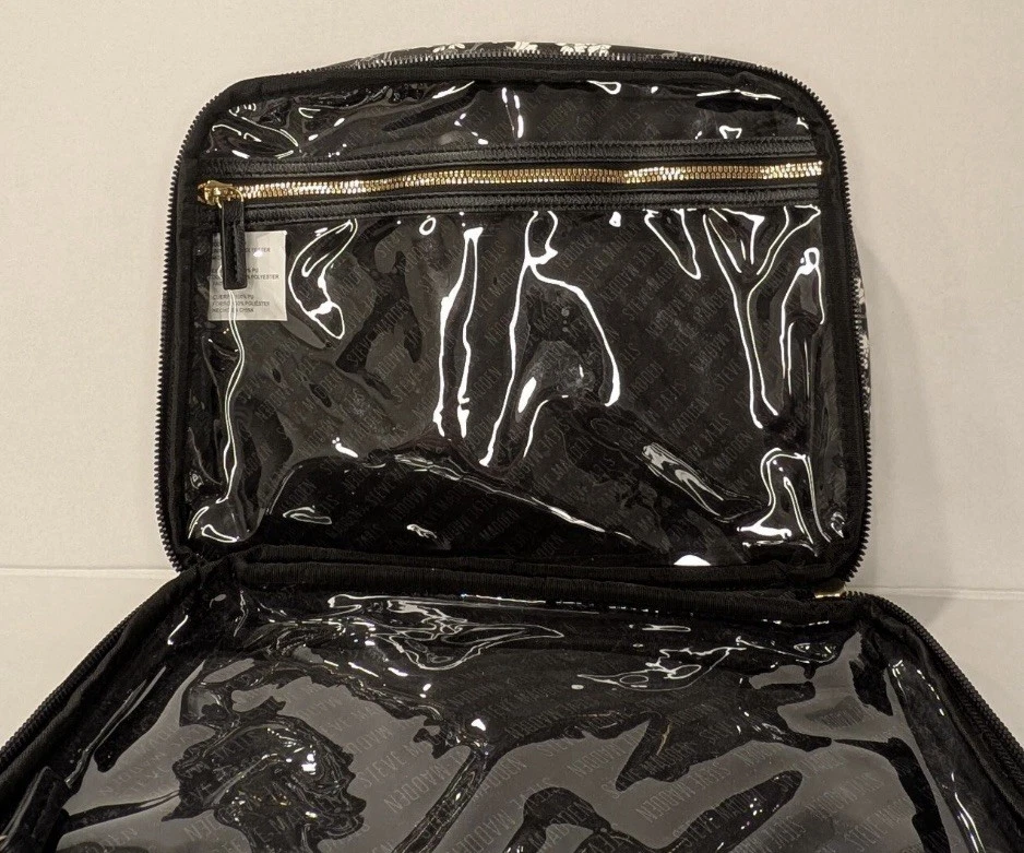 Steve Madden Estuche de Cosméticos Floral Blanco y Negro Bolso de Viaje Cierre con Cremallera Foto 4 de 4