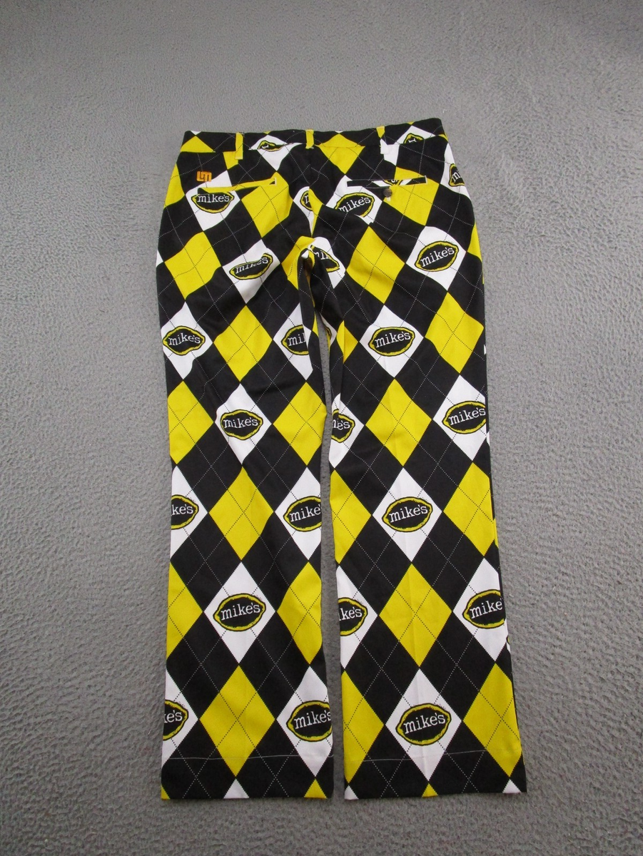 Loudmouth Golf Pants Mens 34x30 Argyle Chino Mikes Hard Lemonade