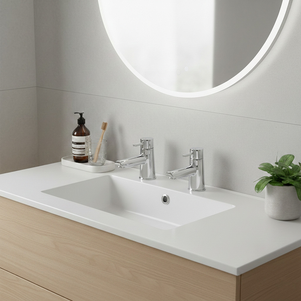 Ebro Bath Tap Pair Chrome Modern Twin Lever Design