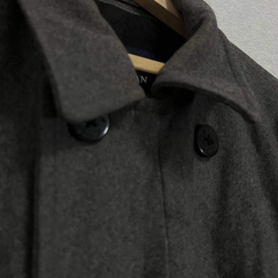 American Eagle Outfitters 2010 豌豆外套男式 M 灰色羊毛混纺学院风航海 — 第 3/4 张图片