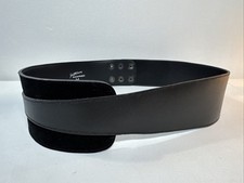 VTG Saks Fifth Avenue France 80s Black Leather Suede Belt Snap Sz M Gothcore