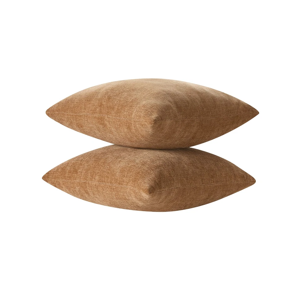 Juego de Almohadas Decorativas de Chenilla Sólida, Marrón, 18" x 18", 2 Piezas Foto 2 de 4