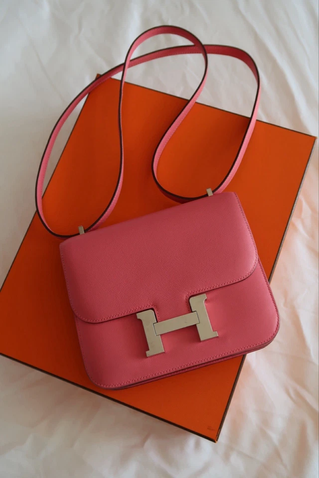 Bolsa de ombro HERMES Constance 18 rosa azaléia rosa rápida tiracolo paládio H - Imagem 2 de 4