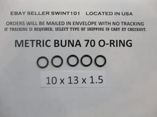 10mm ID X 13mm OD x 1.5mm thick O-ring.  Buna-70.   Quan 5.