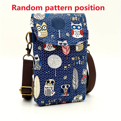 Cute Cat Animal Print Crossbody Bag, Kawaii Fabric Phone Purse, Small Shoulder B