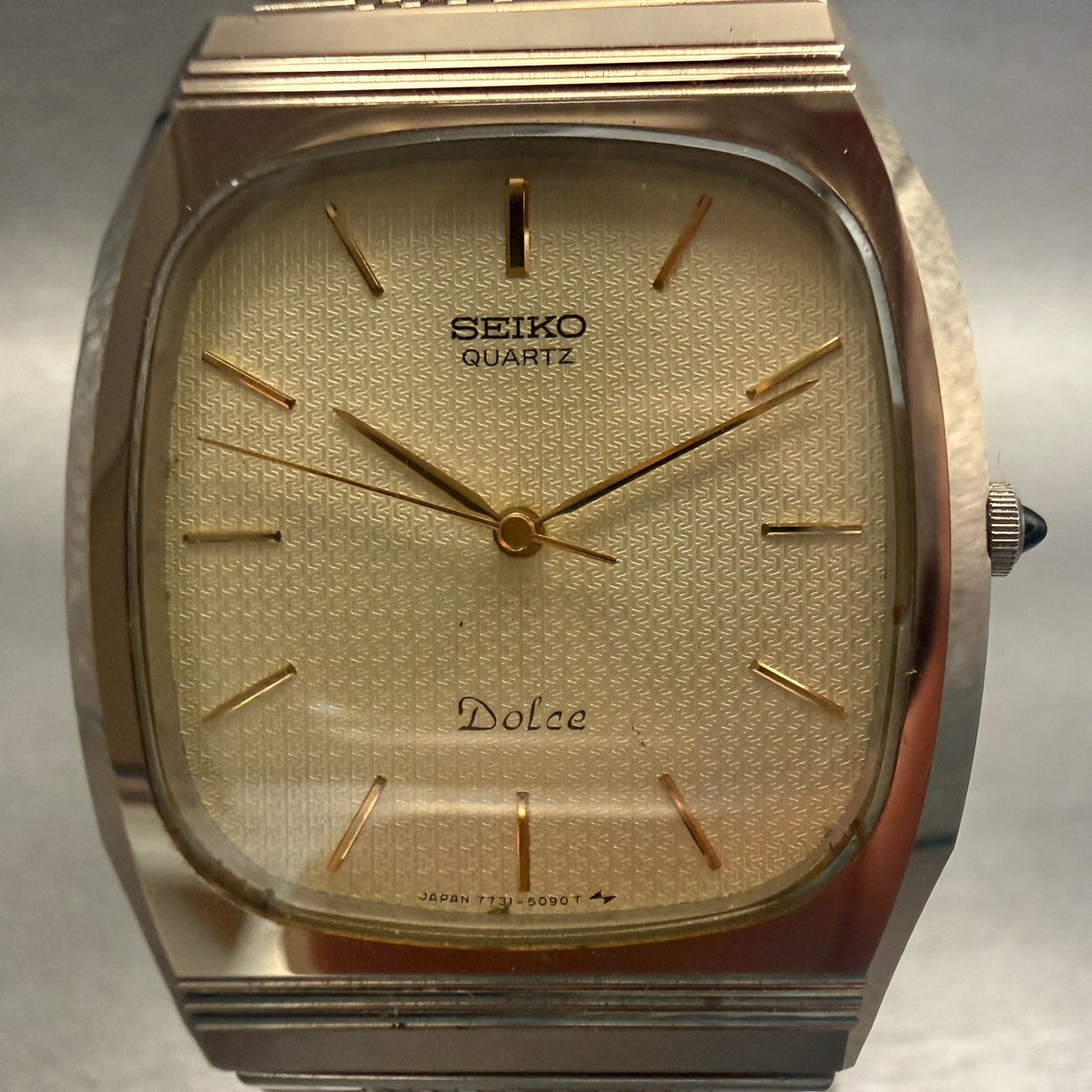 Seiko Dolce Watch Men 30mm Champagne Dial Gold Tone 7731-5090 New 