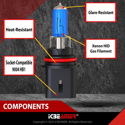 9004 HB1 DOT Xenon White 12V 100W Direct Plugin Replace Halogen Light Bulb A24 - Picture 6 of 7