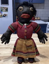 Antique Late 1800s To Early 1900s African American Folk Art Black Cloth Doll