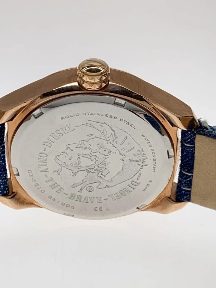 Reloj cronógrafo de cuarzo analógico de cuero azul marino DIESEL DZ-5510 casi como nuevo JAPÓN Foto 3 de 4