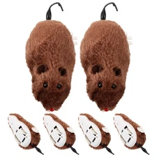 6 Pcs Cat Plush Mouse Toys Wind Up Clockwork Toy Pet Supplies