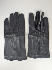 Sears Black Driving Gloves w/Tan Stitching Vintage Size Med 9-9.5