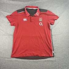 Canterbury England Polo Shirt Size M Rugby Union Red Sports Short Sleeve