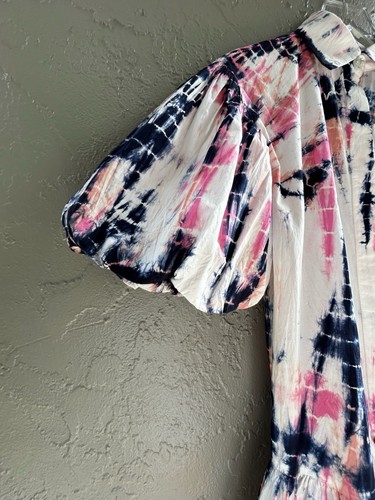Mini Camisa Vestido WKND Para Mujer Tie Dye Cintura Caída Talla XS Algodón Popelina Antro - Imagen 3 de 9