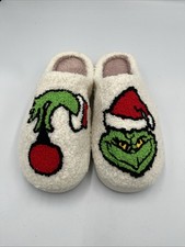 Grinch Slippers womens 8-9 loved all year around  GRINCH cozy soft and fluffy