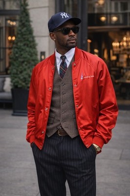 NWT Scotch & Soda Red Satin Bomber Jacket Sz M  The Free Spirit  