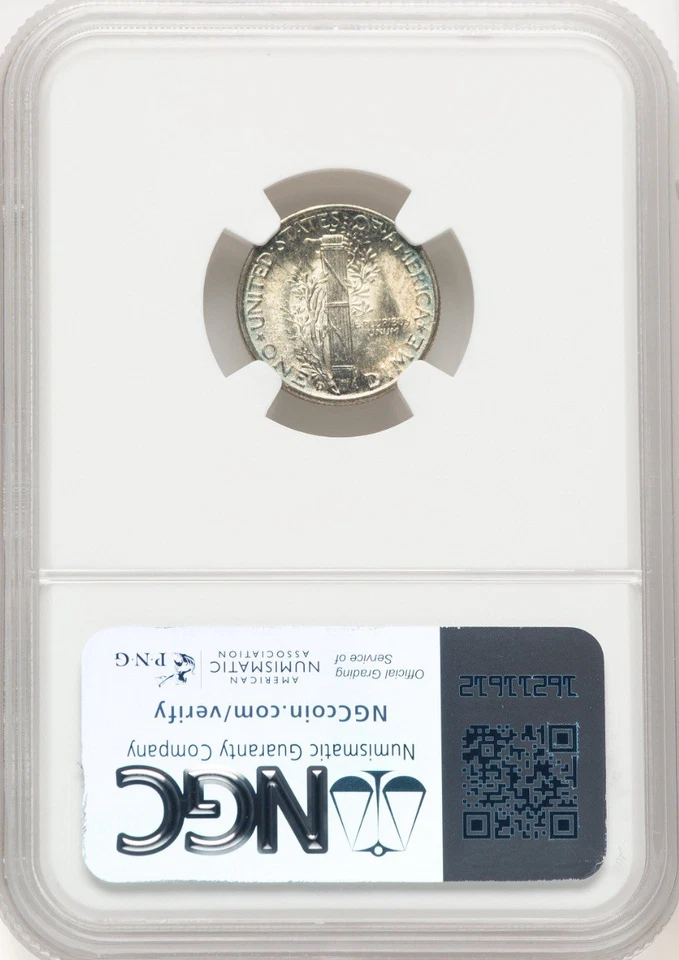 1945-D High Grade Mercury Silver Dime-10C-MS67+ Full Bands NGC-Superb Gem - Image 2 of 2