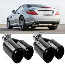 2.5" Inlet 4" Outlet Dual Exhaust Pipe Carbon Fiber For Mercedes SLK250 300 55