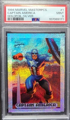 1994 Marvel Masterpieces Silver Holofoil #1 CAPTAIN AMERICA PSA 9 MINT!
