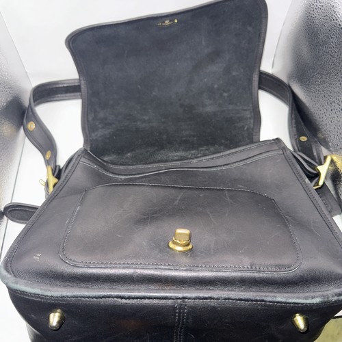 Coach Stewardess Handbag 9525 Vintage Black Leather w/ Shoulder Strap, USA Made - Picture 7 of 14