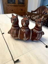 Vintage Peruvian Whistle - three handpainted clay birds