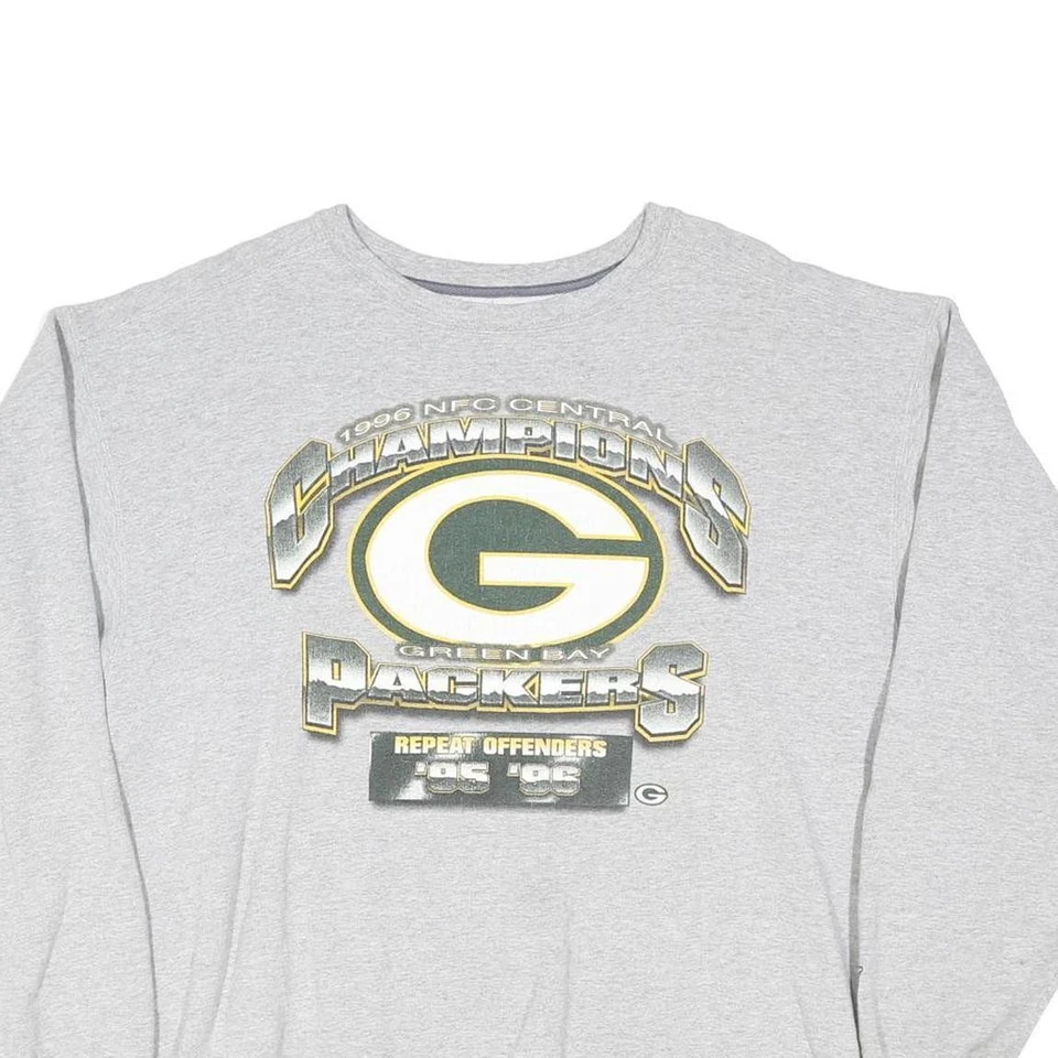Sweatshirt à col ras du cou STARTER Gris Vert Bay Packers XL NFL Champions - Photo 2/4