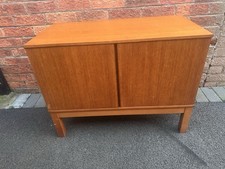 Vintage Teak Double Door Record Vinyl Cabinet Mid Century Retro