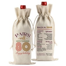 Funny 80th 80 Year Old Birthday Gifts for Women Men Wine Bag Happy Anniversar...