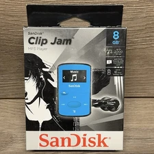 SanDisk 8GB Clip JAM MP3 Audio Music Player LCD Screen FM Radio SDMX26, Blue