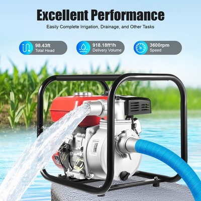7.5 HP 2'' Portable Gas-Powered Semi-Trash Water Pump Gasoline Water Pump 212CC