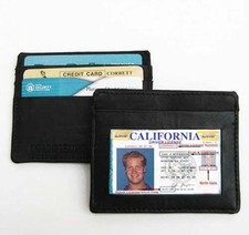Black Genuine Leather Mens 4 Card Holder Slim Wallet New