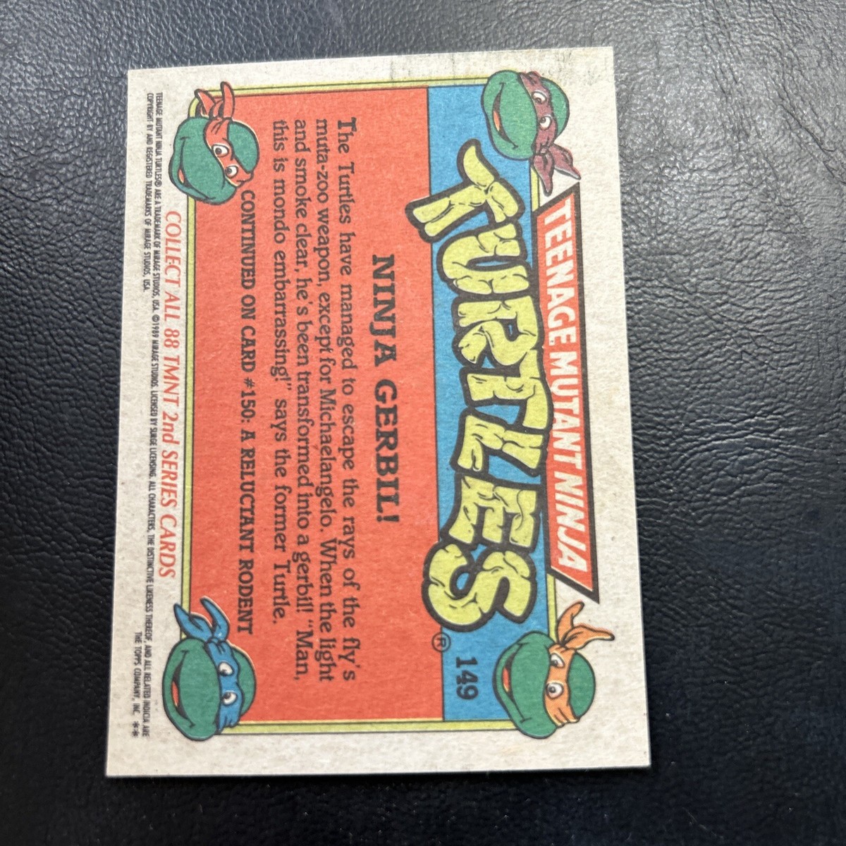 Jb101a Teenage Mutant Ninja Turtles 1989 Topps #149 Ninja Gerbil