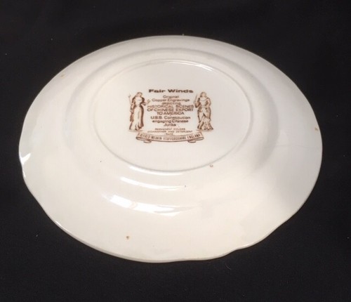 Meakin Fair Winds Salad Dessert Bread Plate USS Constitution 7" Brown Historical - Picture 3 of 4
