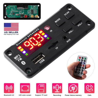 Bluetooth 5.0 MP3 Player Decoder Board 2x25W Amplifier 12V-Car FM Speaker Module